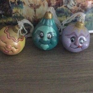 Set of Three Colorful Face Ornaments